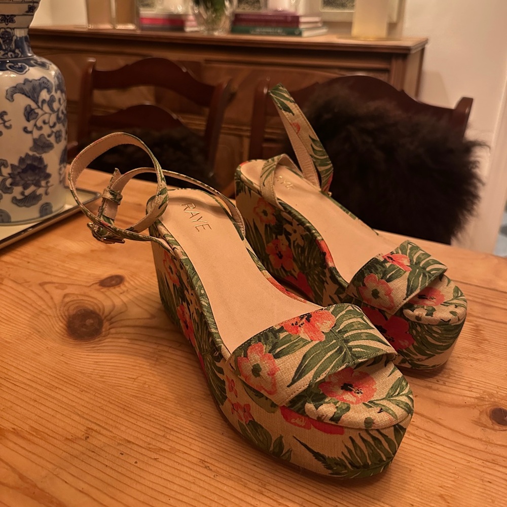 RAYE Floral Platform Wedge Sandals